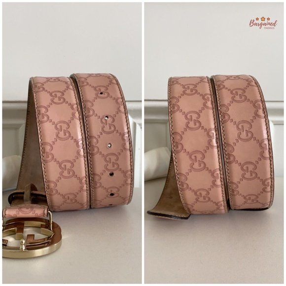 Authentic Gucci Pink Guccissima Leather Gold Interlocking G Buckle Belt 90/36 - Picture 8 of 13